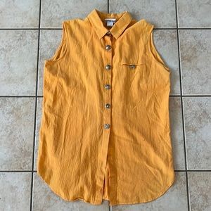 Vintage Laura Mae 100% Cotton Tangerine Western Sleeveless Button Down, Sz Large